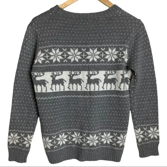 POL Nordic Deer Sweater Womens Fair Isle Reindeer Holiday Christmas Small - Picture 3 of 10